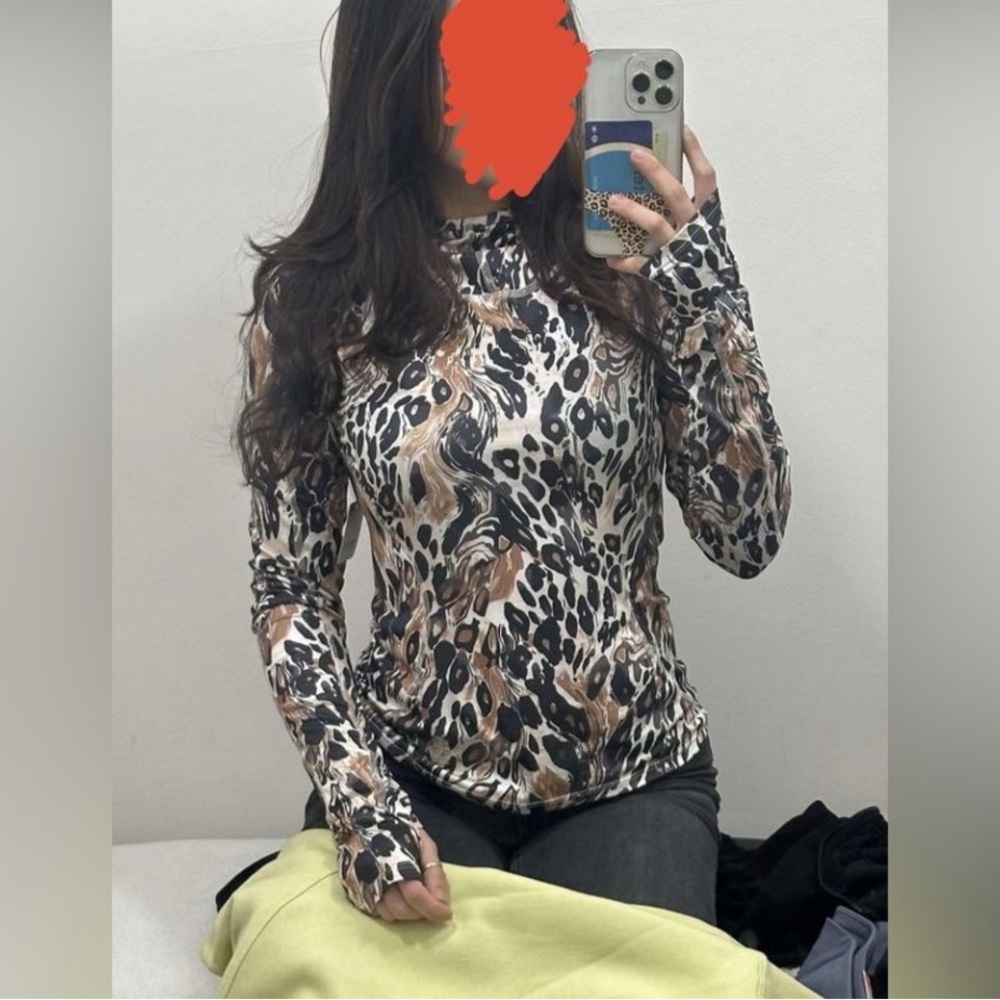 Free People movement Misty morning, printed layer and faded leopard combo NWT